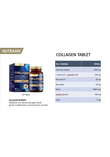 Nutraxin Collagen Hidrolize Kolajen 30 Tablet 2 Adet