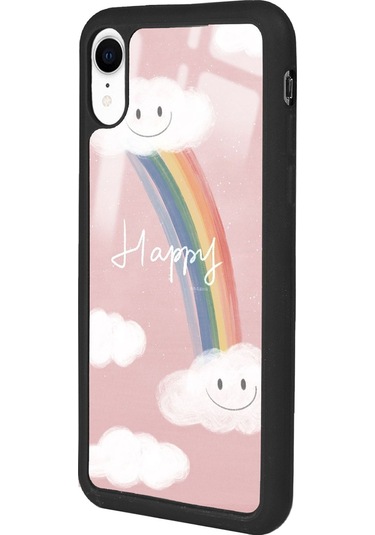 Apple Uyumlu iPhone Xr Happy Cloude Tasarımlı Glossy Telefon Kılıfı Siyah