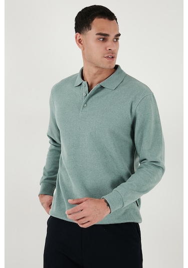 Buratti Pamuk Karışımlı Regular Fit Erkek Polo Yaka Kazak 456223 Çağla