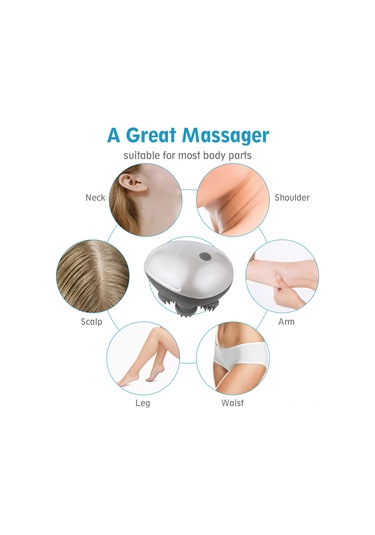 Kosona Akıllı Kafa Masaj Aleti - Stres İçin Konforlu Saç Derisi Masaj Cihazı Beyaz - Gri