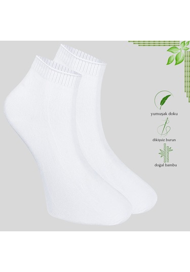 Erkek Bambu Patik Düz Desen Dikişsiz Çorap 3 Çift Beyaz - Lacivert - Siyah