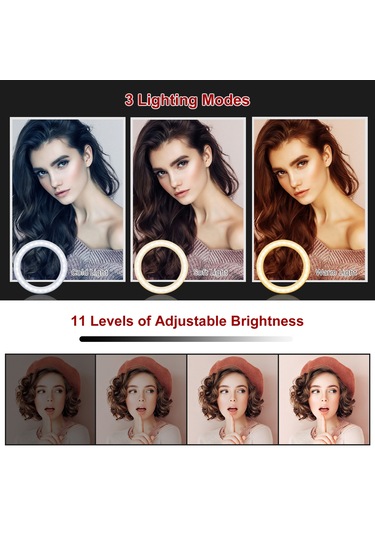 10" Led Video Konferans Aydınlatması Halka Işık Siyah Siyah