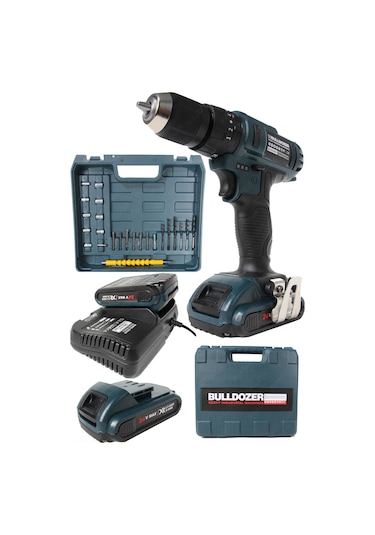 Bulldozer Darktron Darbeli Çift Akülü 24 V 5 Ah Şarjlı Vidalama Matkap + 27 Parça Usta Seti