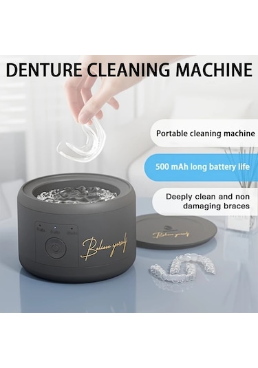 Elmpaly Usb Şarjlı Mini Taşınabilir Protez Temizleyici 3 Modlu Beyaz Diş Koruma Ve Takı Temizleme Cihazı