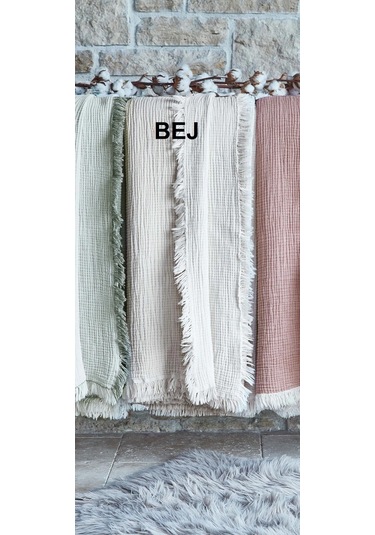 Dantela Fiona Bej Müslin Pamuk Anti-alerjik Çift Kişilik Yatak Örtüsü 240x260 Bej