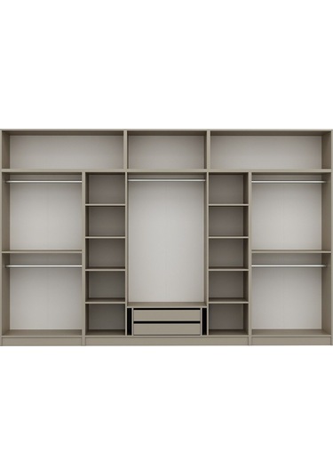 Kale 8 Mebran Panjur Kapaklı 2 Çekmeceli Dolap Ve Yüklük Kumtaşı 235cm Bej