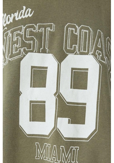 Koton Polo Yaka Sweatshirt Oversize Slogan Baskılı Şardonlu 001