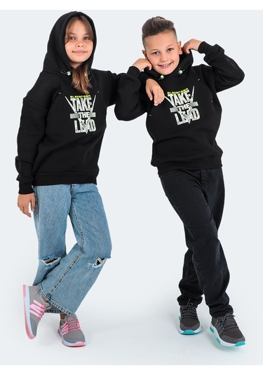 Slazenger DO IN Çocuk Kapüşonlu Siyah Sweatshirt