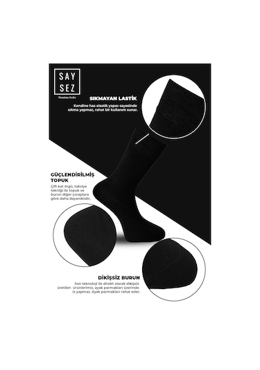 Bambu Erkek Soket Uzun Düz Gri Melanj Renk Çorap Dikişsiz Premium Kutulu 6'lı / Hediyelik Gri Melanj