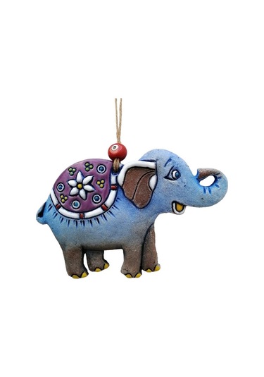 Özel Tasarım Semer Detaylı Seramik Fil Duvar Süsü