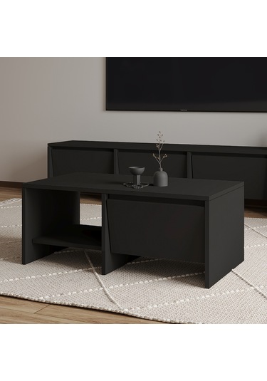 Laris Kapaklı Orta Sehpa 90 Cm Modern Tasarım Siyah