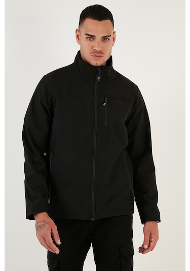 Buratti Su Itici Slim Fit Dik Yaka Softshell Ince Erkek Mont 649003 Siyah