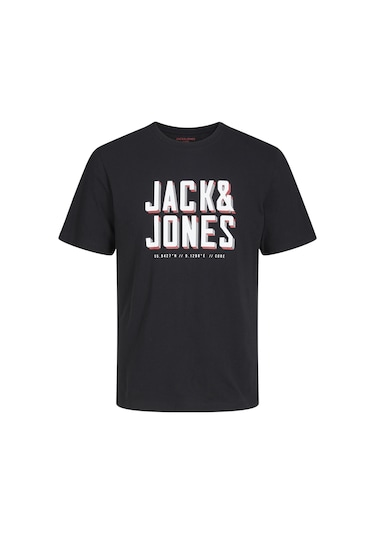 Jack & Jones Göğüs Logo Baskılı Tişört Grow 12249613 Siyah