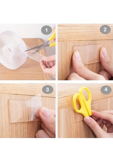 Gateesat 3 Adet Güçlü Yapışkan Çift Taraflı Bant Yeniden Kullanılabilir Kalıntı Bırakmaz