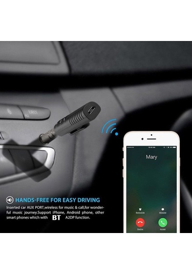 Kablosuz Bluetooth Alıcı - Hoparlör Ve Kulaklık İçin 3.5mm Jaklı Kablosuz Müzik Adaptörü