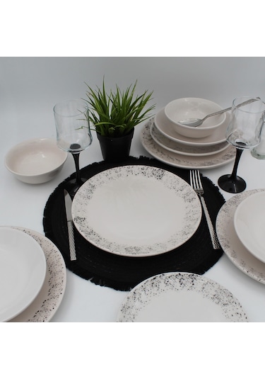 Spot 18 Parça Yemek Takımı Siyah