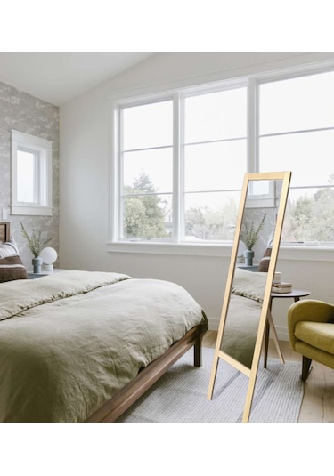 Ayaklı Doğal Ahşap Boy Aynası 145x 38 Ahşap