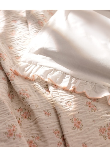 Madame Coco Julien Çift Kişilik Yatak Örtüsü Seti - Pudra Pudra