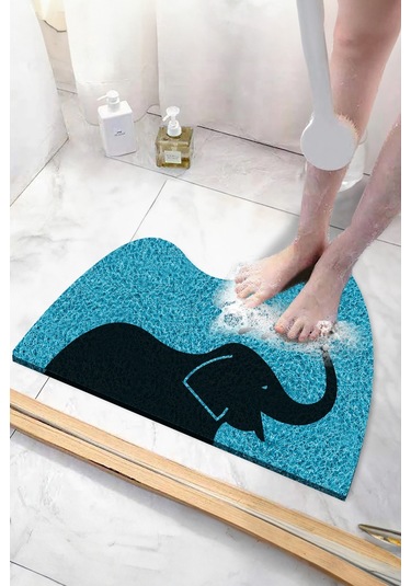 Filli Panda Banyo Paspası Kaymaz Taban Yumuşak Esnek Paspas Islak Zemin Hijyenik Paspas 40x60 Cm Mavi
