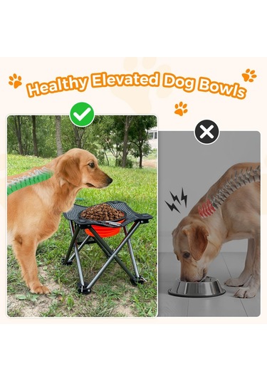 Kingcamp Pets Portatif Yükseltilmiş Köpek Mama Ve Su Kabı Siyah