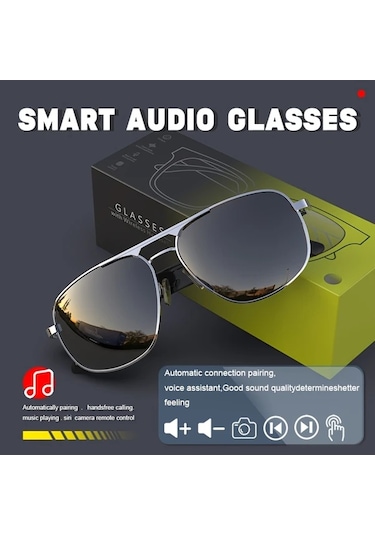 Honeybeeshop Kablosuz Akıllı Sesli Gözlük Altın Çerçeve Koyu Kahverengi Lens Hd Ses Otomatik Çağrı Cevaplama Uzun Pil Ömrü