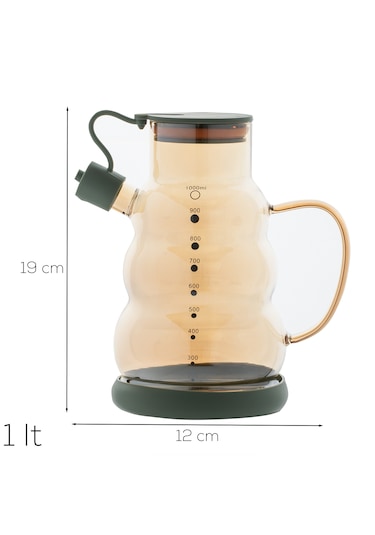 Porsima 3617 Kapaklı Borosilikat Cam Yağlık Sirkelik Yağdanlık 1000ml Yeşil Yeşil