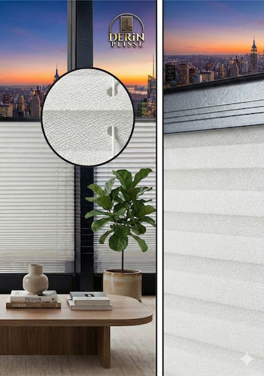 Derinplisse Plise Perde Cam balkon perdesi  Beyaz , Gri , Krem, Bej , Antrasit Kumaş Renkleri Çok Renkli