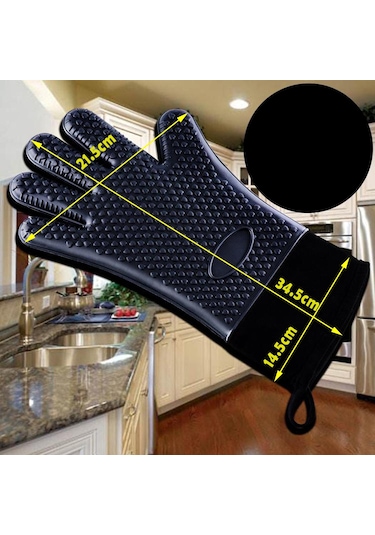 Suntek Premium Fırın Eldivenleri Pişirme Için Yalıtımlı Siyah