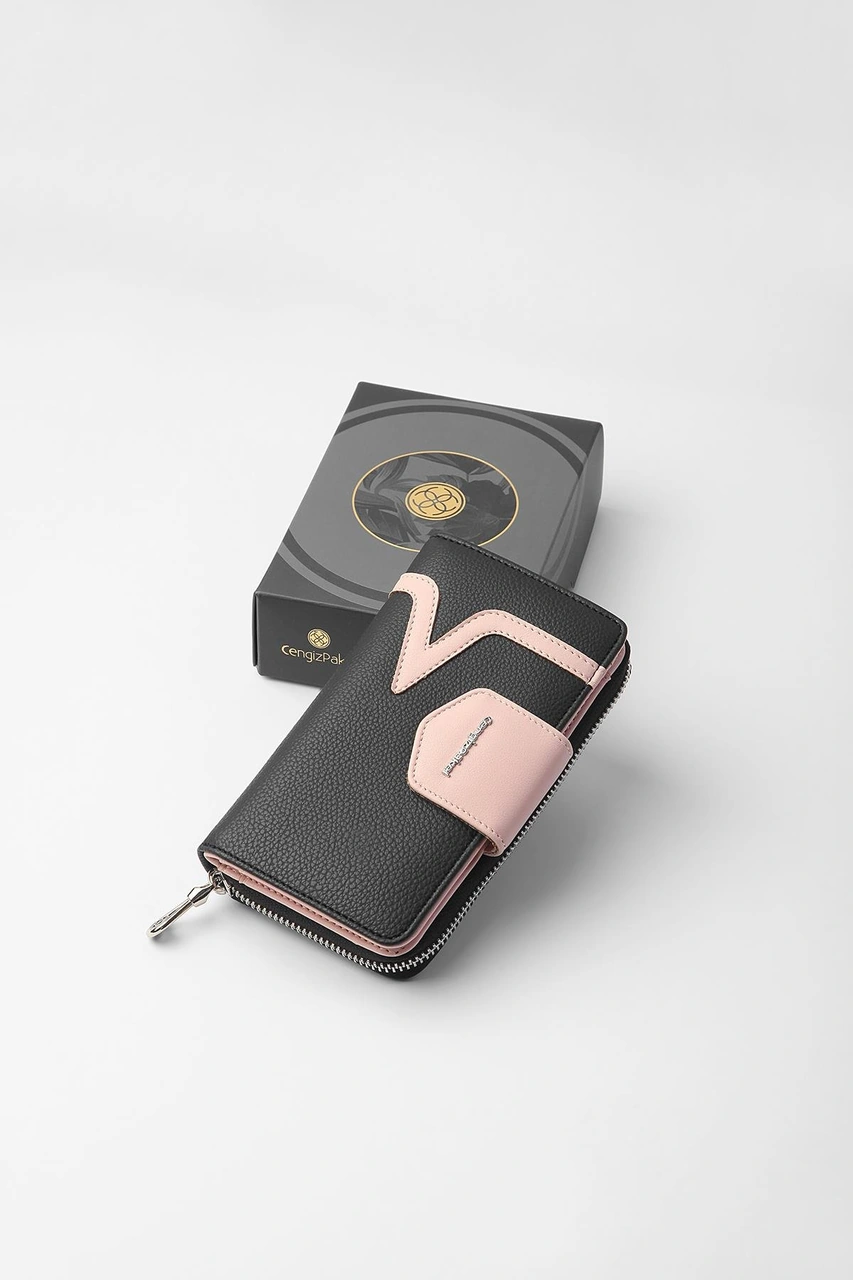 Cengiz Pakel Orta Boy Kadın Cüzdan 65295m - Siyah/pudra 65295m-siyah-pudra