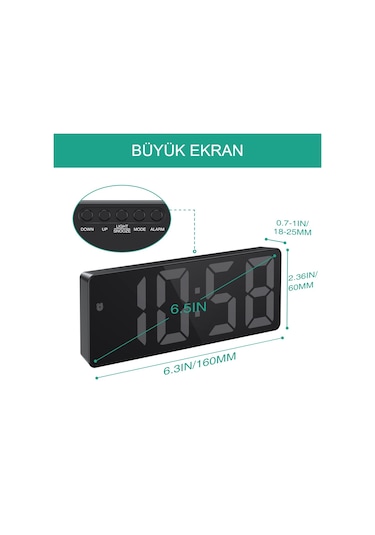 Led Ayna Dijital Masa Saati,elektronik Çalar Saat,takvim Termomtre