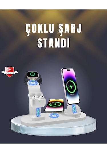 Apple Uyumlu iPhone, Airpods Ve Akıllı Saat Çoklu Şarj Cihazı