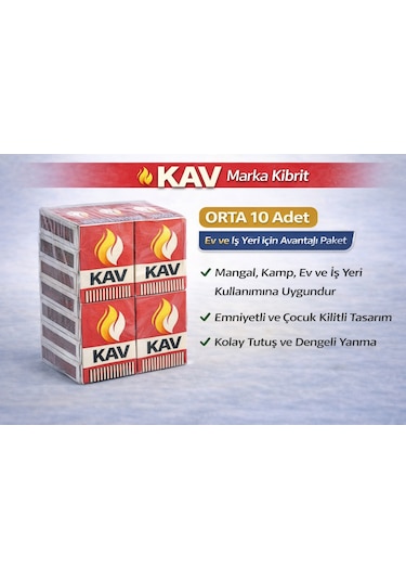 Kav Marka Kibrit Emniyetli Çocuk Kilitli 10 Adet