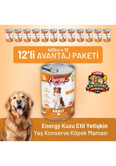 Energy Kuzu Etli Yetişkin Yaş Köpek Maması 400 G - 12 Adet