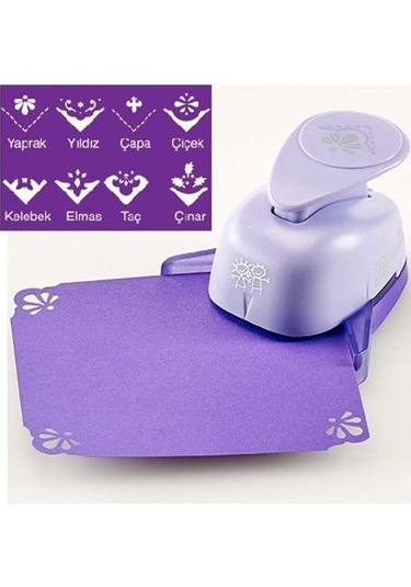 Köşeleri Desenli Kesen Çift Ağızlı 2 Li 2.5 Cm Şekilli Delgeç, Şekilli Punç Yusufcuk-çınar Desenli Çok Renkli