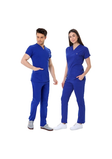 İba Medikal Saks Mavi Flexcool Likralı Doktor Hemşire Scrubs Unisex