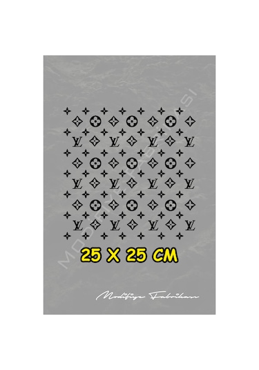 Lv Desen Sticker 25x25 Cm - Araç -motor - Laptop - Kask - Siyah -