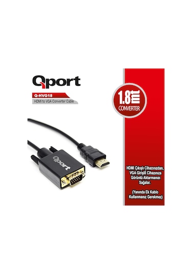 Qport Q-Hvg18 Hdmi To Vga 1 8 Metre Çevirici Kablo