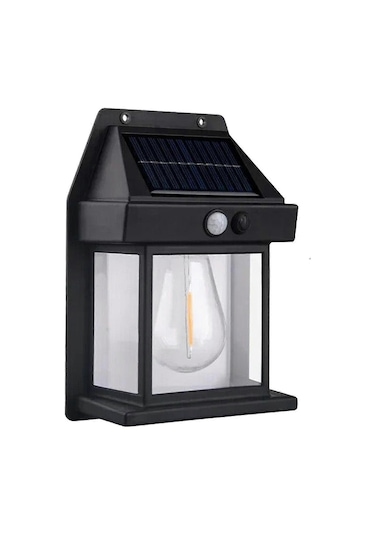 Versatile And Waterproof Outdoor Solar Wall Lamp With Tungsten Filament And Motion Sensor