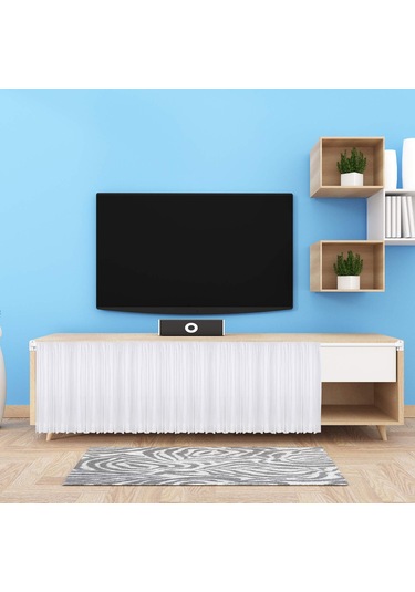 Qingmipy Plastik Genişletilebilir Perde Çubuğu 40-70 Cm - 4 Adet Çubuk + 10 Adet Yapışkan Kanca Seti - Ev, Parti Dekorasyonu İçin Kolay Kurulum Beyaz