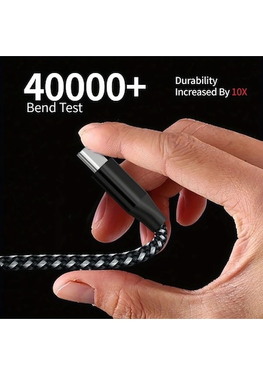 Willowhaven Siyah Beyaz 10 Feet Usb Type-c Hızlı Şarj Kablosu 3a Samsung Galaxy Uyumlu Lg İçin Nylon Örgülü
