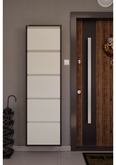 Ceha 5'li Metal Ayakkabılık - Kahverengi/krem K.AYK-5 /AB8317-AB1013