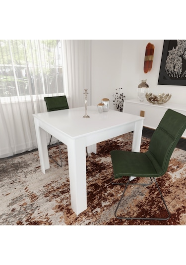 Pasific Home Single Mutfak Yemek Masası, 90x90 cm, Kare, Parlak Beyaz