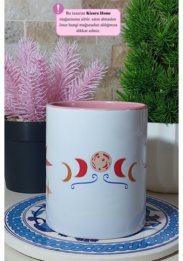 Tek Göz Manifest Tasarım Pembe Porselen Kupa Bardak Pembe
