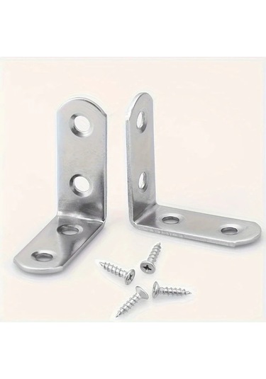 Dashanshop 10 Parça + 40 Vida Sağlam L Braket - 90 Derece Raf Köşe Bağlantı Destek 10 Adet + 40 Adet Vida