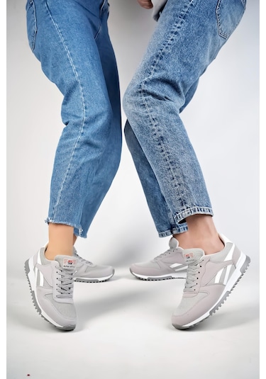 Muggo Elvis Unisex Ortopedik Günlük Garantili Yürüyüş Koşu Sneaker Spor Ayakkabı Gri