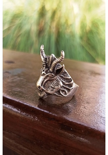 Antik Gümüş Kaplama Koç Başı Şekilli El Yapımı Ayarlanabilir Yüzü - 500872876 Çok Renkli