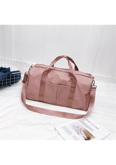Spor Çantası Kadın Spor Spor Çantaları Açık Hava Su Geçirmez Naylon Erkek Kadın Eğitim Fitness Seyahat Çantası Yoga Matı Spor Çantası Ayakkabı Bölmeli Pembe