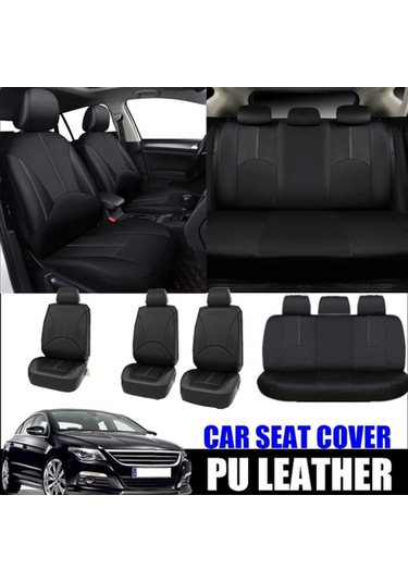 Yaozixa Siyah Pu Deri Otomobil Koltuk Kılıfı 4'lü Set - Tüm Mevsim Uygun, Korumalı Ve Dekoratif