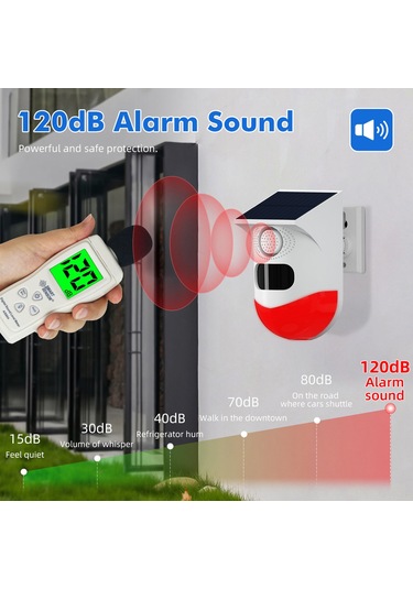 Tenfowee Tuya Wifi Güneş Enerjili Dış Mekan Hareket Dedektörü Ve Alarm Sistemi, Ip67 Su Geçirmez, 120db Sesli Alarm