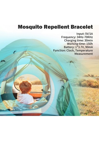 Novahub Çocuklar Ve Yetişkinler İçin Ultrasonik Sivrisinek Kovucu Bileklik - Saat Ve Sıcaklık Ölçer Fonksiyonlu